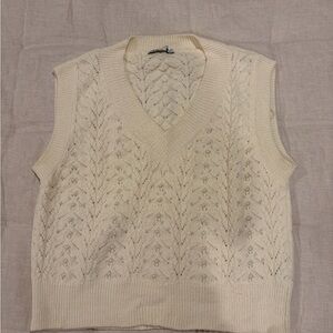 Zara Off-White Knit Sweater Vest